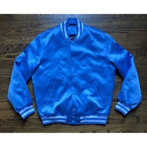 Stewart & Strauss Varsity Jacket Baby Blue Blank Sz Medium Snap Button